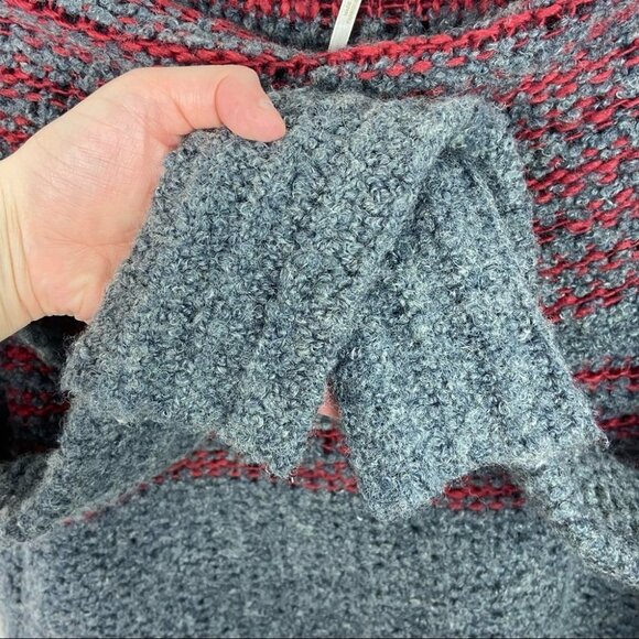 Free People Mohair Wool Linen Knit Engineer Sweater Grey Cowl Neck Fair‎ Isle XS - Picture 8 of 13